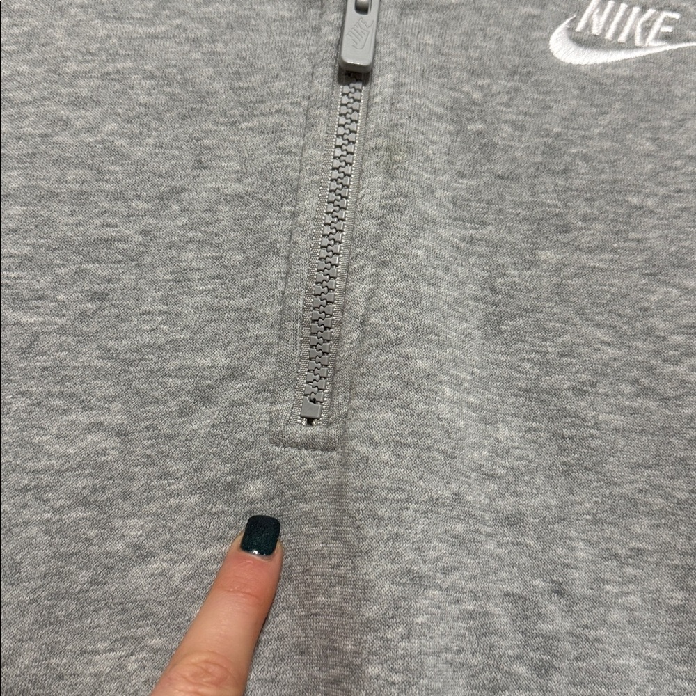 Nike Women's Gray Sportswear Club Fleece Quarter-Zip Sweatshirt - Picture 8 of 8